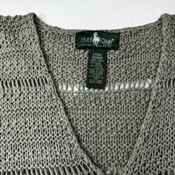 Hunt Club Women’s Large Ramie Cotton Crochet Boho Vest 12/14 - Picture 2 of 8